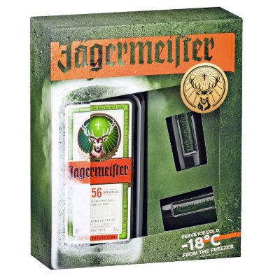 ЛИКЬОР ЙЕГЕРМАЙСТЕР С 2 ЗЕЛЕНИ ШОТ ЧАШИ 0.7л